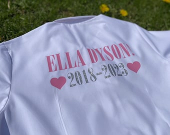 Leavers shirt, keepsake, personalised gift, primary leavers, school leavers, year 11, year 6, college, glitter, many colour options, hearts