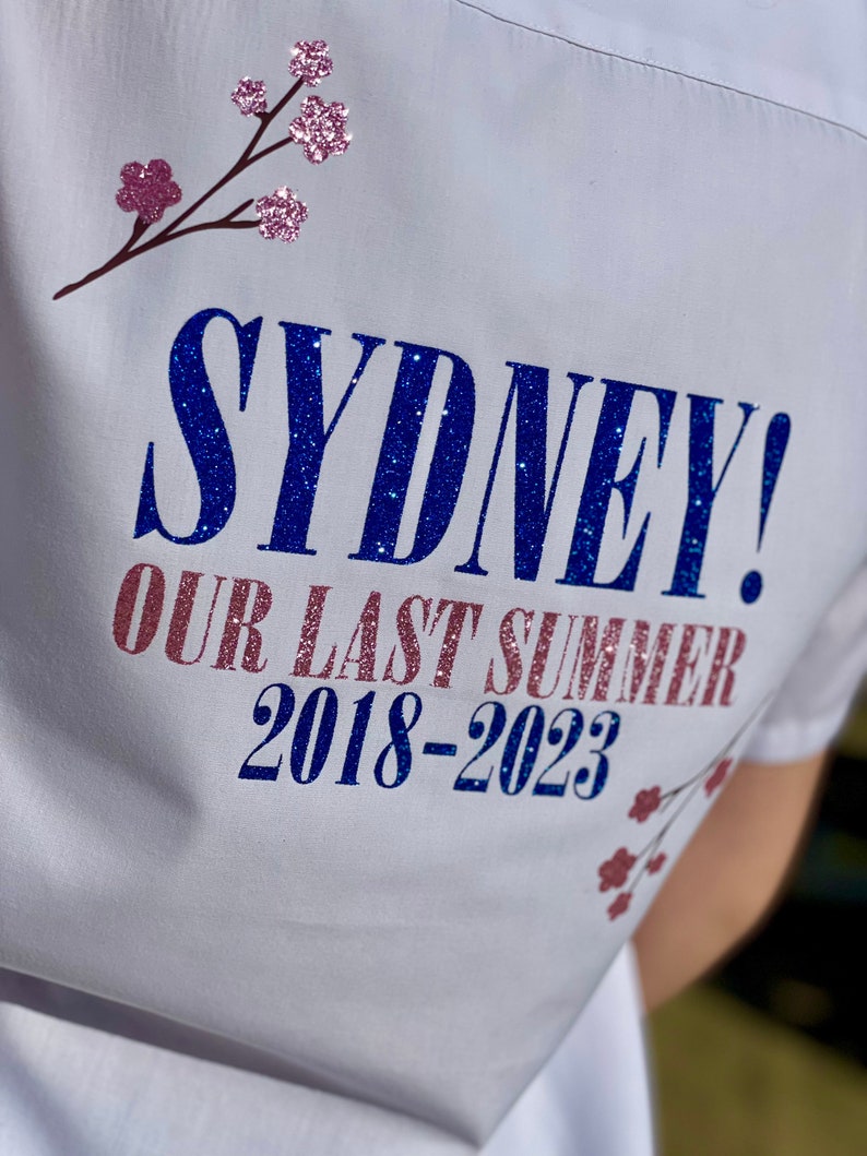 LEAVERS SHIRT 2024 , mamma Mia inspired , keepsake , glitter , personalised , primary leavers , school leavers , year 11 , year 6 , college image 5