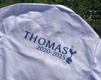 School leavers shirt, Spurs, football, many colours available , personalised, college, secondary, primary, school leavers gift, keepsake
