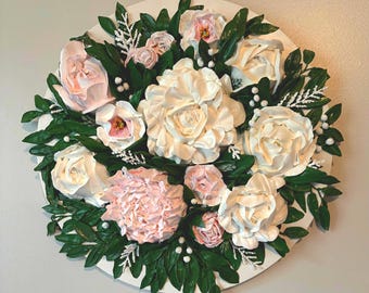 Custom Bridal Bouquet 3D Acrylic Floral Painting on Wood Board | Personalized Wedding bouquet Artwork | Handmade Keepsake Floral Wall Art