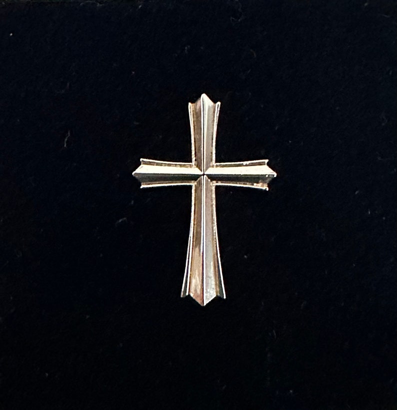 24K Gold Plated Cross Lapel Pin With Box Christening Baptismal