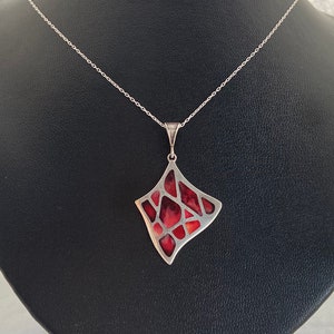 Art Deco style Silver and Resin Pendant with silver chain - made in Armenia