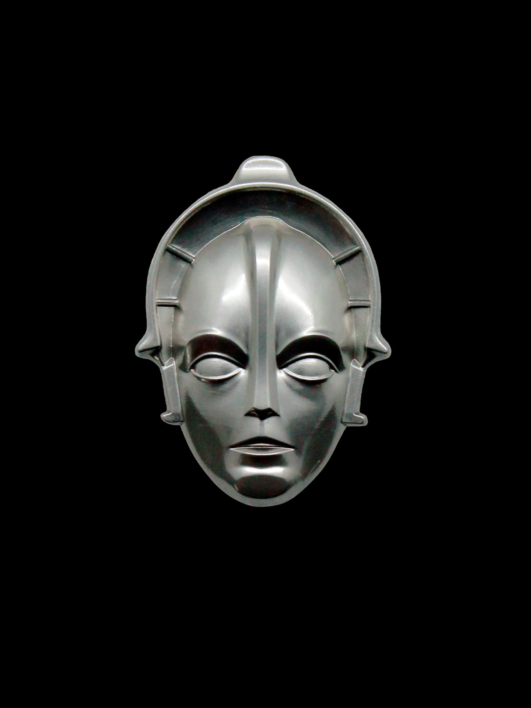 Classic Silent Movie "Metropolis" pin  Robot Art Deco sculpted lapel pin Nickel finish