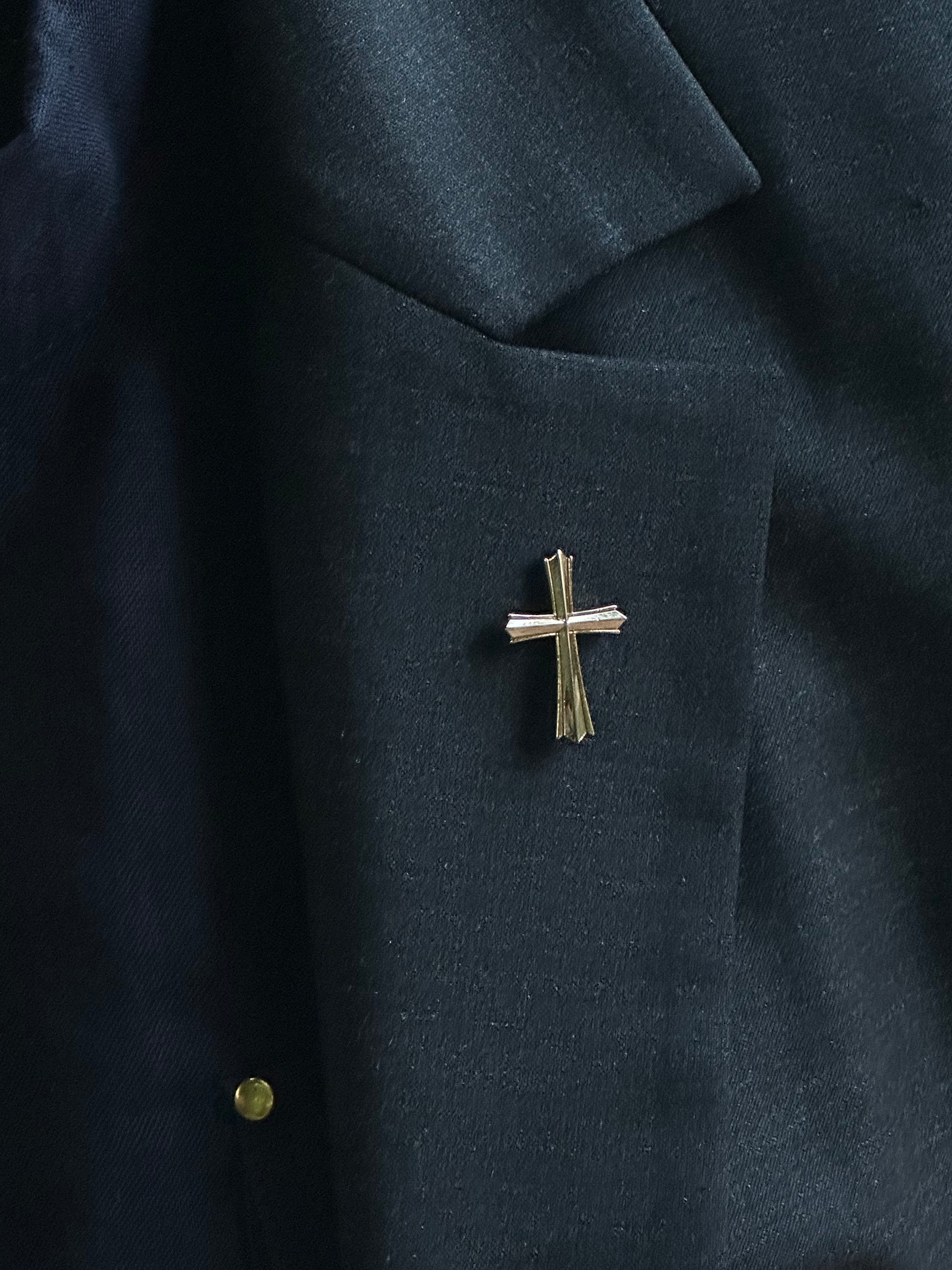 24K Gold Plated Cross Lapel Pin With Box Christening Baptismal ...