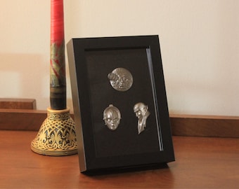 Trio of Classic Movie Pins in Frame  Nosferatu, A Trip to the Moon, Metropolis Robot RED or BLACK Frame Best Value