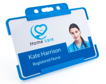 Badgemaster Your Business Logo Personalised Custom Photo ID Card with Rigid Card Holder and Lanyard
