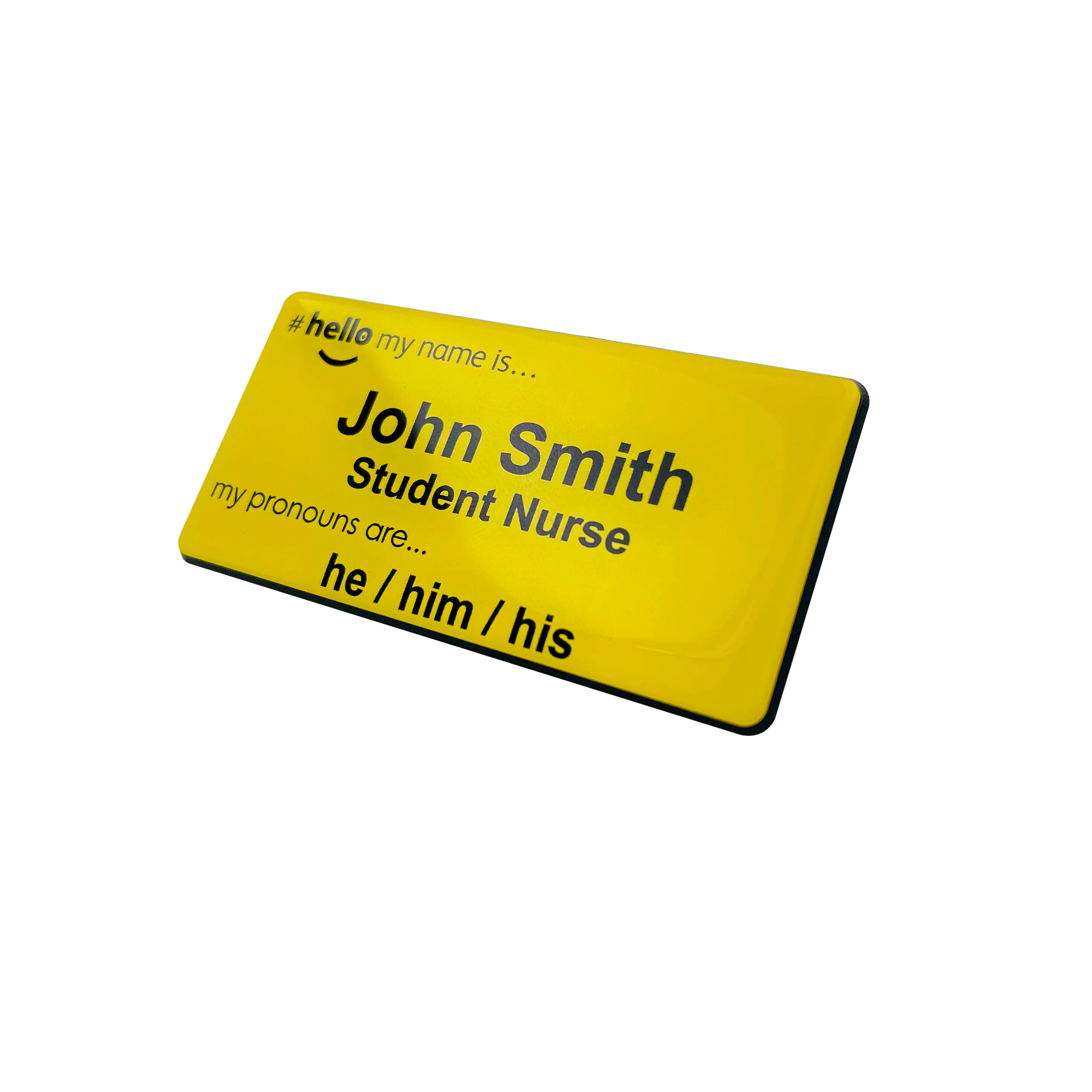 Personalised Yellow Hello My Name is Printed Logo Badge Midwife Health Carer GP 