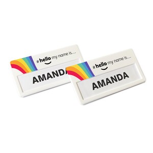 Hola mi nombre es con Rainbow Flow blanco Instabadge reutilizable (10) Pin imán inserto personal médico GP estudiante enfermera farmacia hospital
