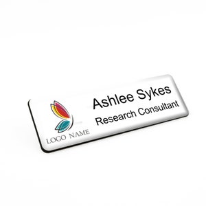 Personalised Resin finish Your Logo Personalised Custom Name Badges Durable 76 x 25mm Opticians Business Brand magnetic