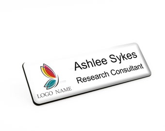 Personalised Resin finish Your Logo Personalised Custom Name Badges Durable 76 x 25mm Opticians Business Brand magnetic