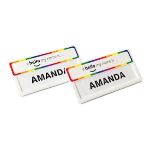 Negro Hola Mi nombre es con borde arcoíris Blanco Instabadge reutilizable (10) Pin Imán Insertar Personal Médico GP Estudiante Enfermera Farmacia Hospital