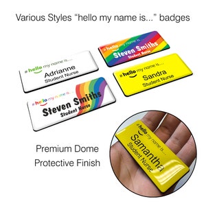Hello My Name is Various Styles Resin Dome Finish Name Badge As seen on TikTok image 1