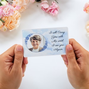 Gepersonaliseerde Keepsake Memorial-portemonneekaart Ik zal je bij me dragen tot ik je weer zie