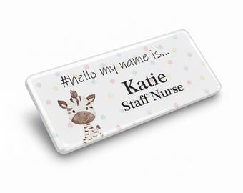 バッジマスター 樹脂仕上げ Hello My Name Is Cute ゼブラ ネームバッジ デザイン 76 x 32 mm ホワイト/ホワイト