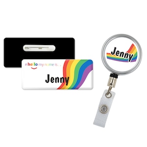 Resin Finish Hello My Name is Name Badge and ID Reel Personalised ...