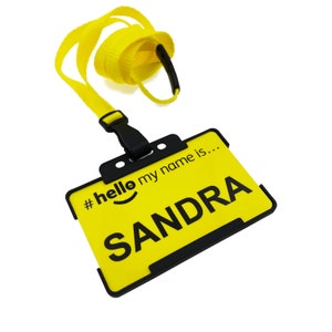 Carte d'identité Bonjour, mon nom est, badge nominatif personnalisé, lanière d'identification jaune
