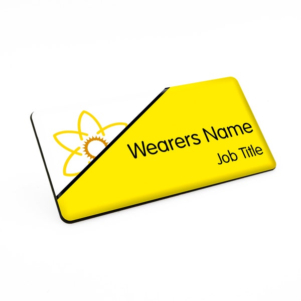 Resin Finish Personal Yellow Dementia Friendly Name Badge Carer Healthcare Assistant Care home nurse Hospital NHS Alzheimer's Hospital Staff