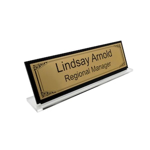 Custom Personalised Engraved Decorative Borders Pattern Acrylic Office Home Desk Name Plaque Gold /Silver Front Plate Bespoke Professional