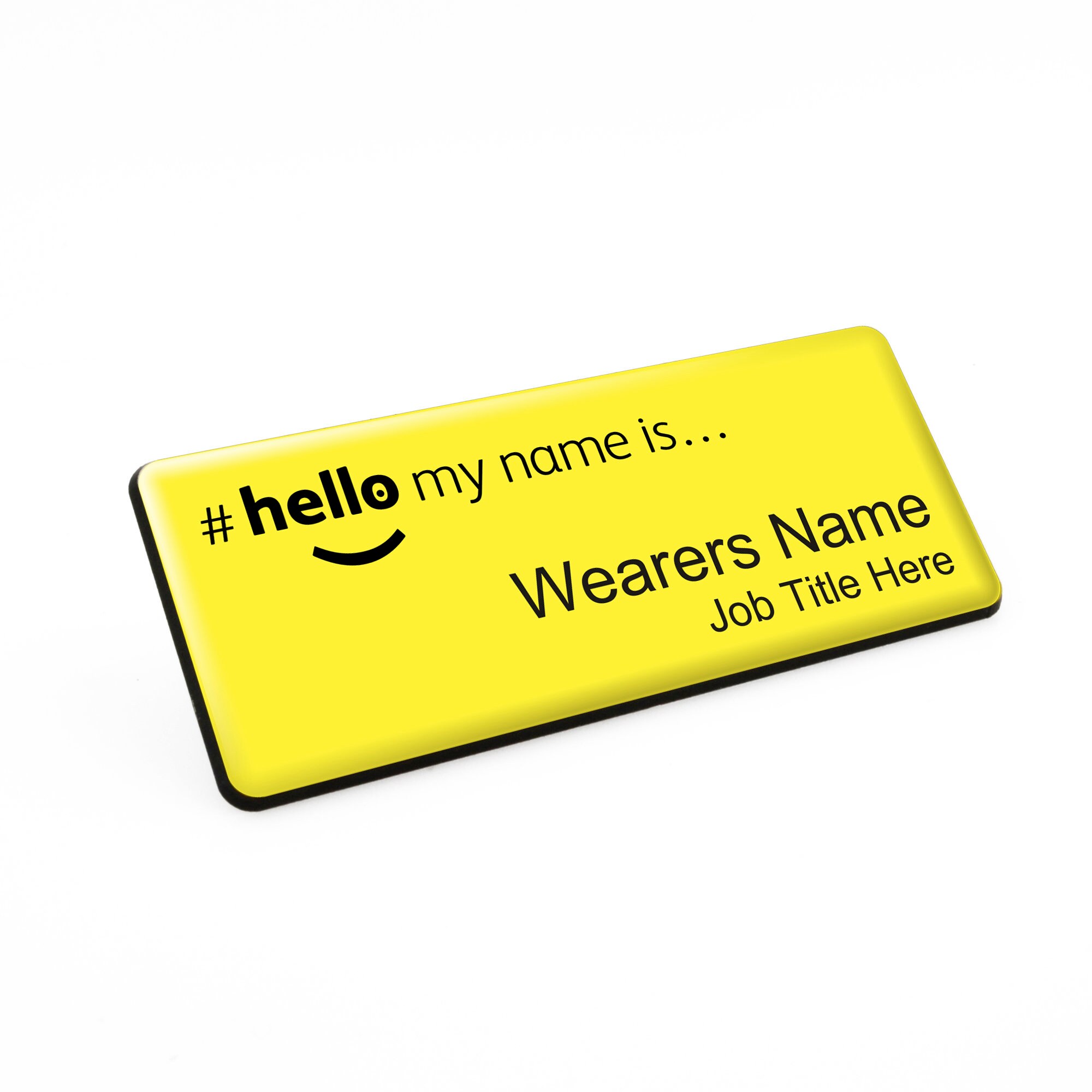 Hello My Name is Yellow Badge Premium Domed Yellow Black Etsy