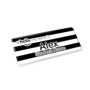 Resin finish personalised hello my name is heterosexual pride flag name badge lgbt lgbtq lgbtqia student nurse nhs staff midwife 76 x 32mm