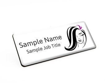 Hair Salon Hairdresser Stylist Name Shop Store Staff Badge 76 x 32mm White/Black