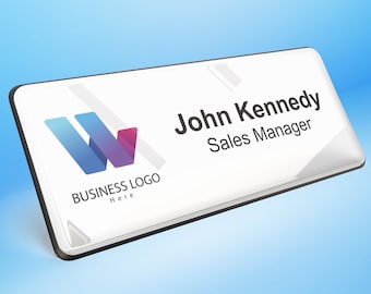 Your Business Logo Resin finish Personalised Professional Name Badge Premium Custom Company Branded Business Staff Work Uniform 76 x 32mm