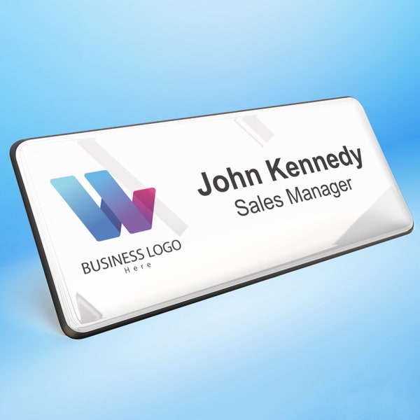 Your Business Logo Resin finish Personalised Professional Name Badge Premium Custom Company Branded Business Staff Work Uniform 76 x 32mm