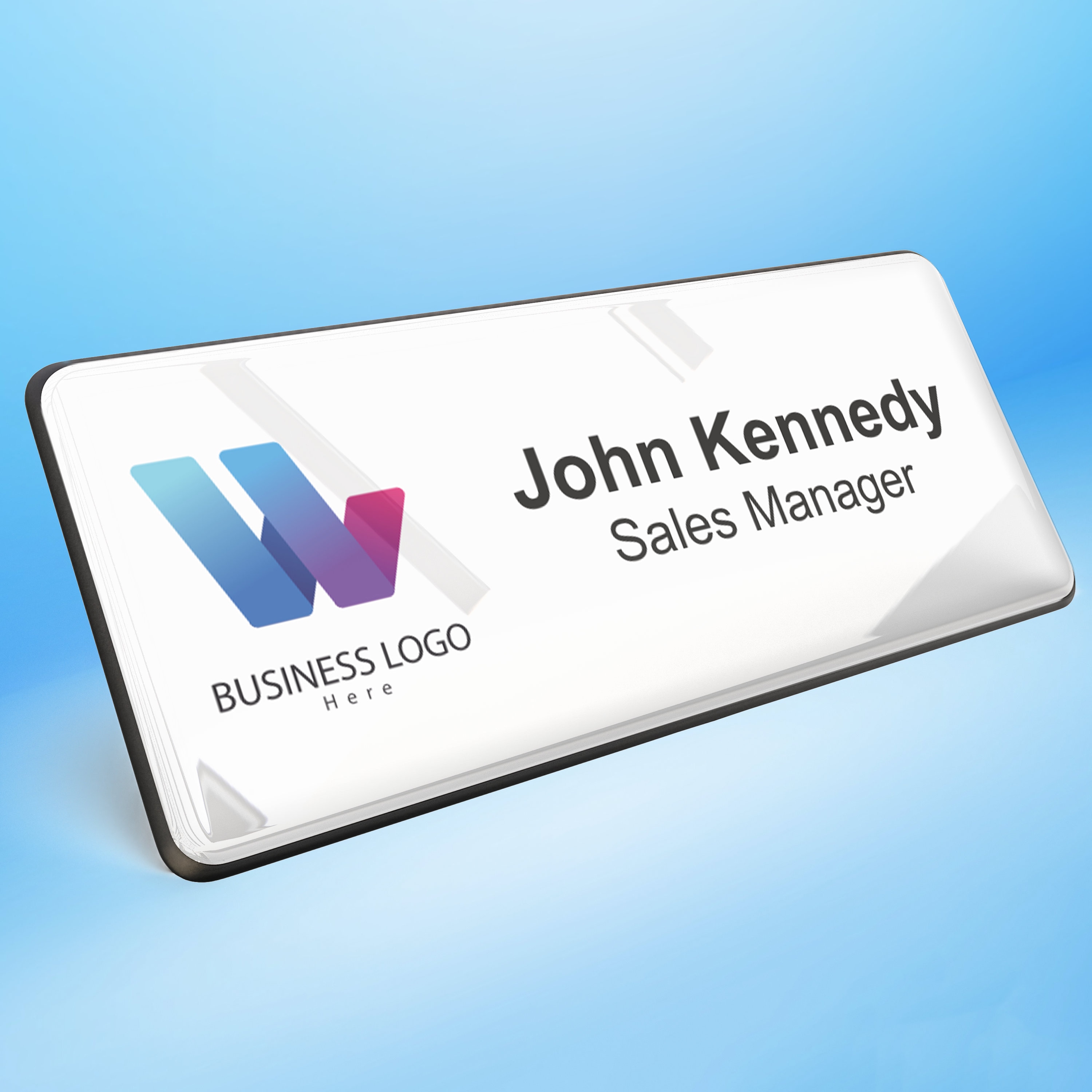 Your Business Logo Resin finish Personalised Professional Name Badge Premium Custom Company Branded Business Staff Work Uniform 76 x 32mm