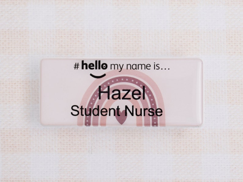 Resin Finish Hello My Name Is Rainbow Name Badge Reel Student Nurse Doctor Midwife Hospital NHS Practitioner Nursery school preschool 画像 8