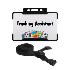 Papeterie scolaire noire pour assistant d'enseignement - Porte-badge rigide noir et lanière