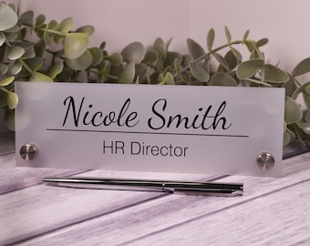 Personalised Professional Frosted Acrylic Desk Plaque Desk Plate Desk Sign Home Office Work Custom