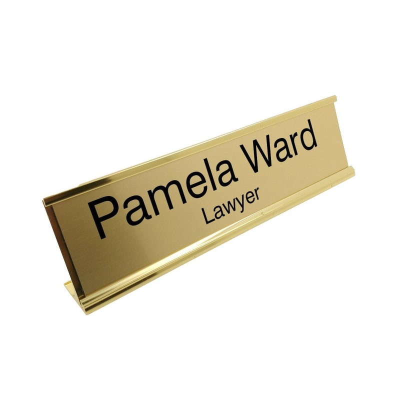 Free Standing Personalised Desk Name Plate Custom Sign Plaque Work Office image 1