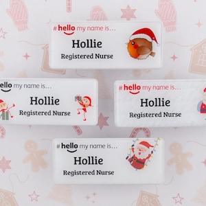 Resin Finish Hello My Name Is Fun Christmas Name Badge Student Nurse Doctor Midwife Hospital NHS Nursery school preschool 76x32mm