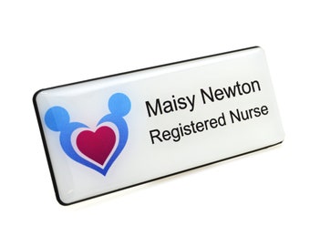 Care Your Logo Personalised Premium Domed Healthcare Custom Durable Professional Name Badges Multiple Sizes