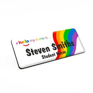 Hello My Name is Various Styles Resin Dome Finish Name Badge As seen on TikTok Rainbow Flow 76x32mm