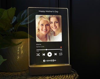 Mother's Day Gift : Personalised LED Song Plaque - Capture Precious Moments with Your Own Photo and Song also featuring a Scannable Code