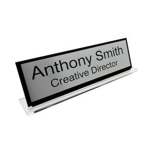 Premium Gold / Silber Benutzerdefinierte Personalisierte Office Home Schreibtisch Name Plaque Acryl Schwarz