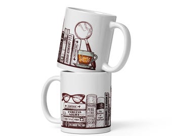 Agatha Christie Books: White Glossy Coffee/Tea Mug