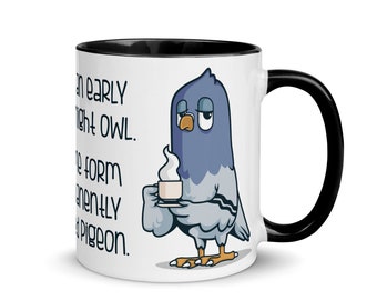 Permanently Exhausted Pigeon: Coffee/Tea Mug with Color Inside