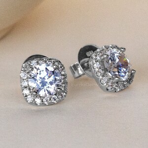 Classic 2.0CTW Round Cut Moissanite Stud Earrings, Halo Stud Earrings For Women, Handmade Moissanite Everyday Earrings, Unisex Stud Earrings