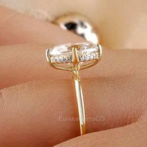 Dutch Marquise Cut Moissanite Hidden Halo Engagement Ring, Solitaire Diamond Ring, 14k Yellow Gold Wedding Bridal Promise Ring For Her