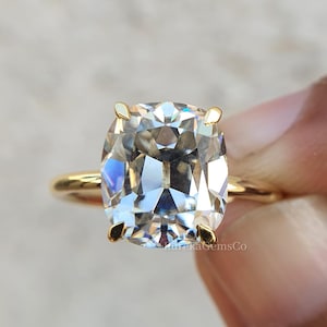 Bague diamant taille ancienne mine vintage, bague de fiançailles taille coussin, bague moissanite OMC, bague de mariage solitaire antique, bague bijoux domaine