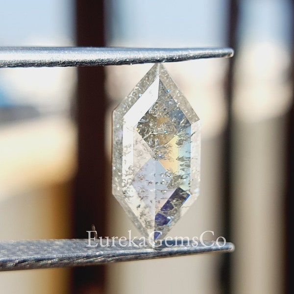 1.90CT Loose Hexagon Salt and Pepper Diamond For Engagement Ring, Hexagon Cut Moissanite- Hexagon rustic diamond, salt and pepper Moissanite