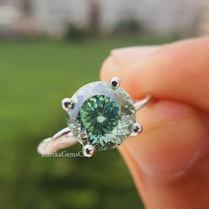 1 CT Round Portuguese Cut Ring, Blue Moissanite Ring, Custom Handmade Ring, 925 Sterling Silver Ring, Twisted Ring Solitaire Engagement Ring