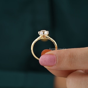 1.45CT Old European Cut Colorless Moissanite Engagement Ring 6 Prong Set Diamond Wedding Ring Vintage 14K Yellow Gold Solitaire Ring For Her