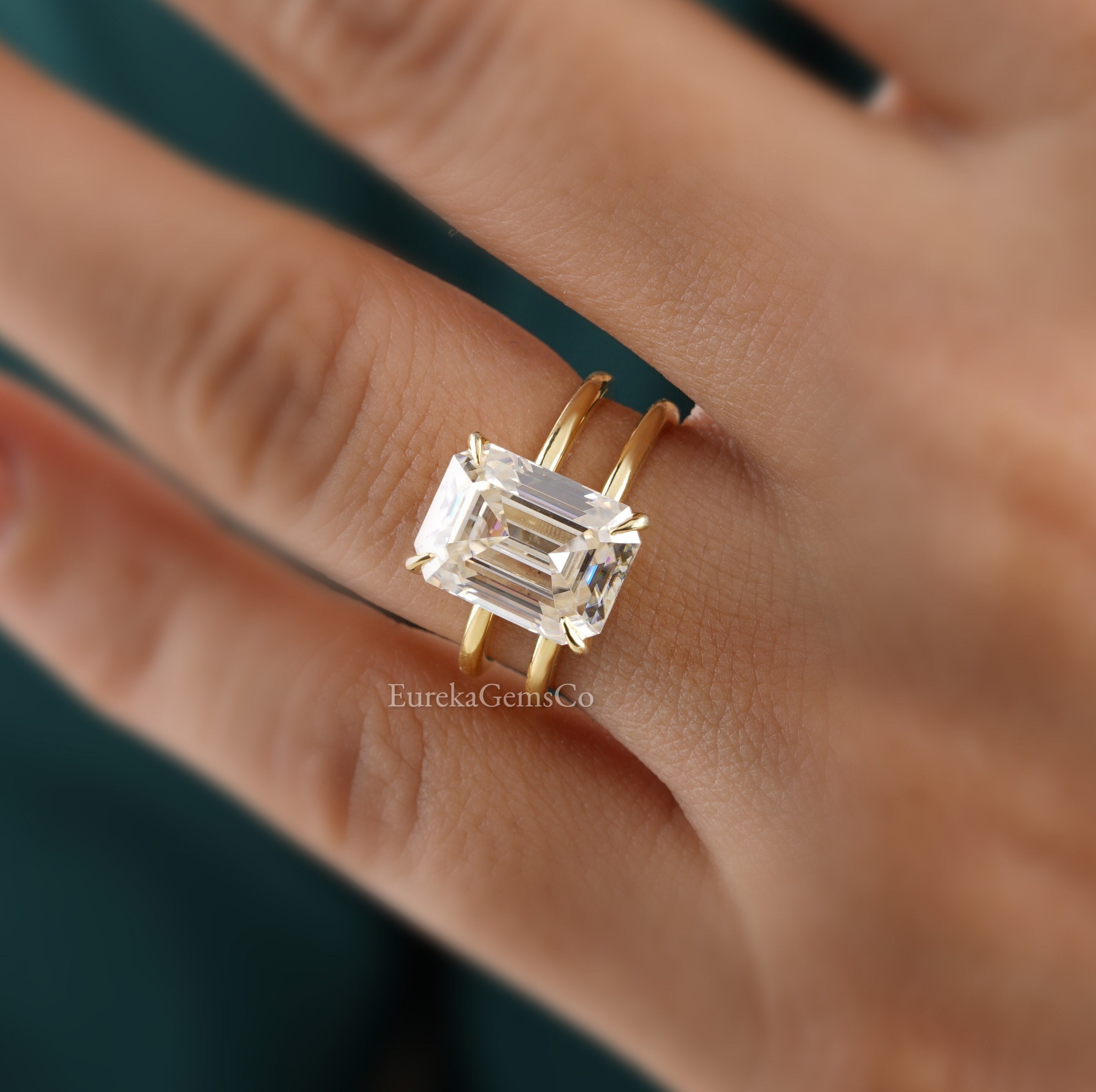Double Emerald Ring Etsy