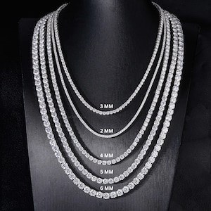2-4 MM Classic S925 Sterling Silver Tennis Chain, Handmade Diamond