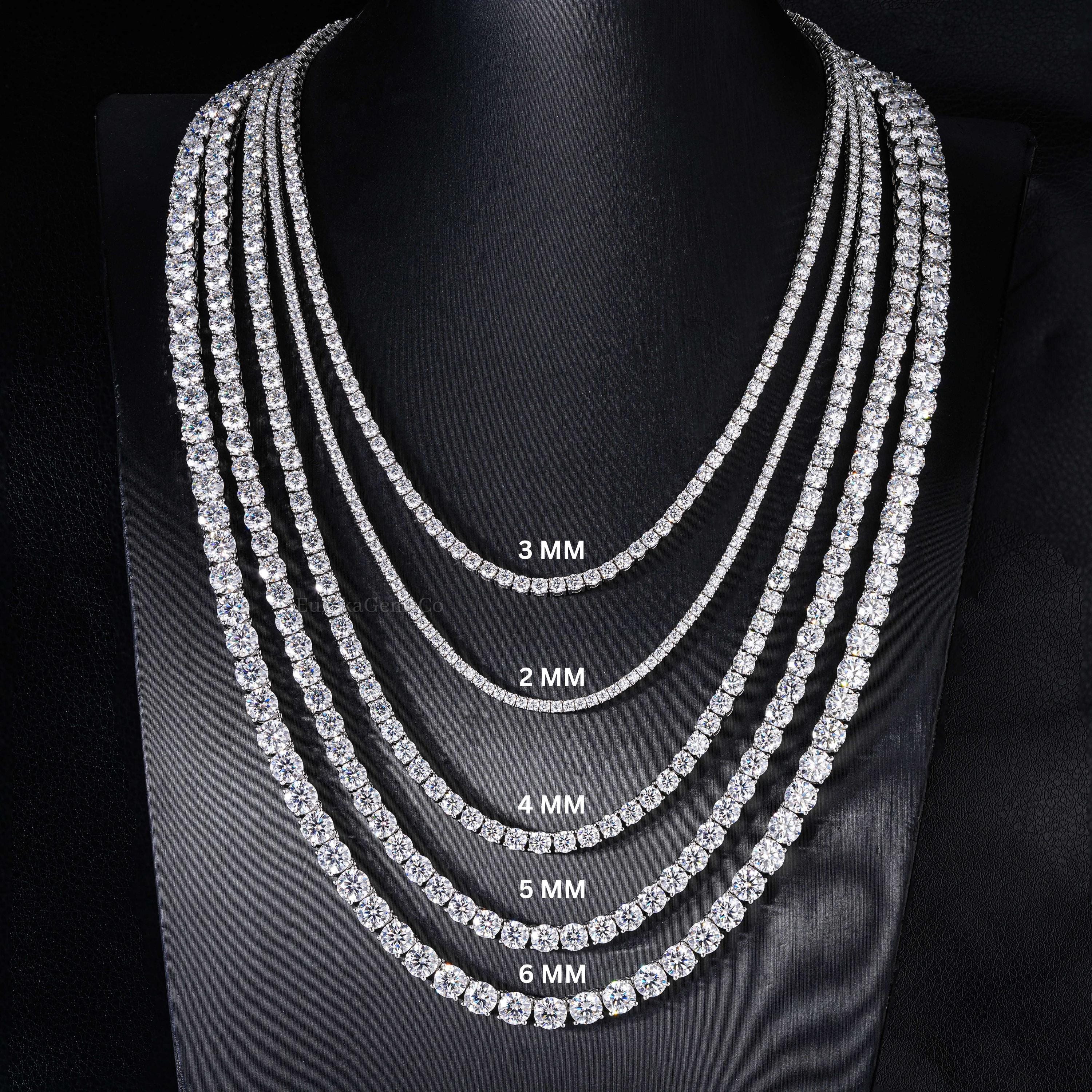2-6 MM S925 Sterling Silver Moissanite Tennis Chain, Handmade