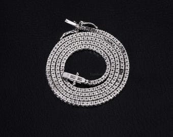 2-4 MM Classic S925 Sterling Silver Tennis Chain, Handmade Diamond