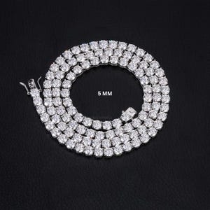 5-6 MM Moissanite Diamond Tennis Chain, S925 Sterling Silver Tennis Chain, Moissanite Passes Diamond Tester Tennis Necklace, Dainty Choker